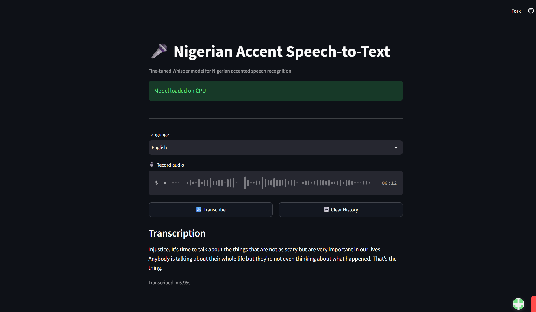 Speech to text app for Nigerian accents